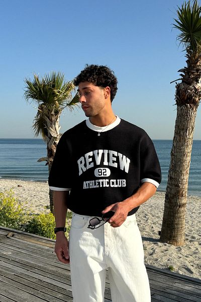 Flaw Wear Athletic Club 92 Printed Black Oversize T-Shirt