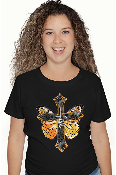 StoryGift Romania Tricou Femei cu o cruce cu mesajul "Faith", religie, ilustr...