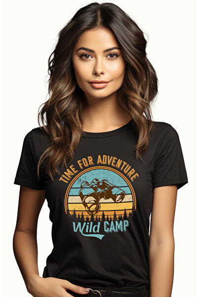 StoryGift Romania Tricou Femei cu mesajul "Time for adventure, wild camp", ca...