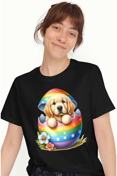 StoryGift Romania Tricou Femei cu un catel curios care iese dintr-un ou spart...