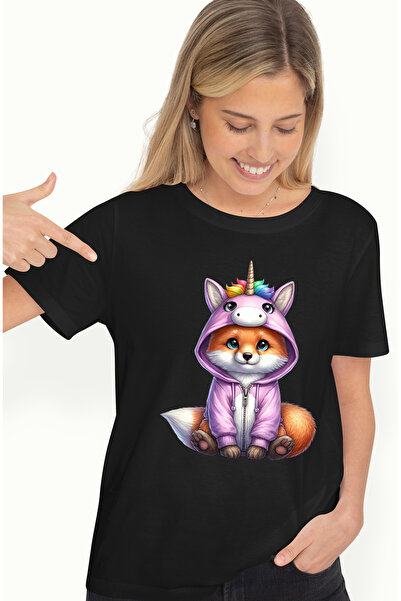 StoryGift Romania Tricou Femei cu o vulpita in costum de unicorn, ilustratie,...