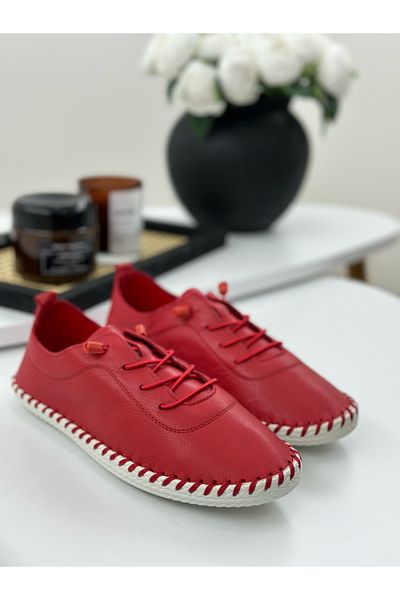Zerenyus Tone Rubber Laced Orthopedic Leather Ballerina Shoes