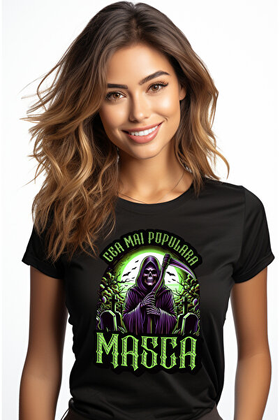 StoryGift Romania Tricou Femei cea mai populara masca moarte cu coasa in cimi...