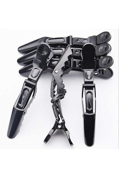 LA PERLA TECH Crocodile hair section clips with non-slip grip for home, parlor and salon use, set of 6 pieces