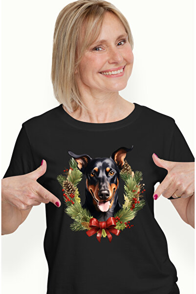 StoryGift Romania Tricou Femei cu un catel vesel, ilustratie, limba scoasa, coroana, conuri de bra BLK_L