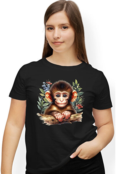 StoryGift Romania Tricou Femei cu o maimutica vesela care sta agatata de o ra...