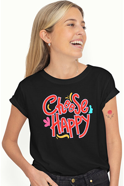 StoryGift Romania Tricou Femei Cu Text Romantic In Engleza Chose Happy, Alege...