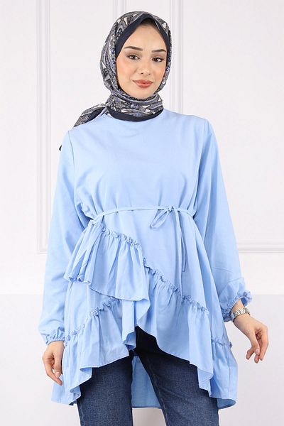 İmajButik Baby Blue Φούστα με στρώσεις βολάν τουνίκ