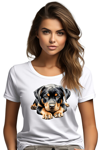 StoryGift Romania Tricou Femei cu un catel tristut, serios, grija, cuminte, p...