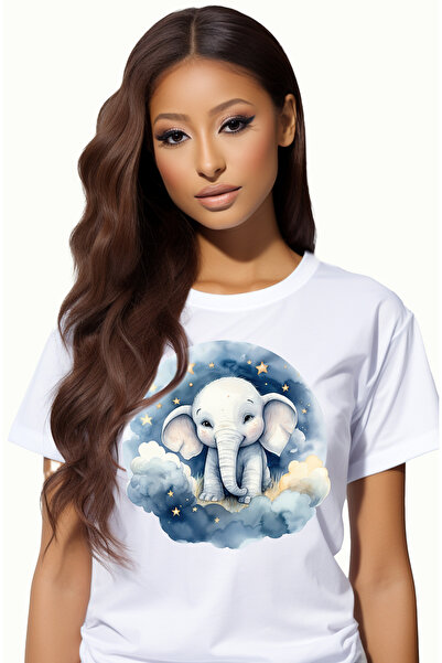 StoryGift Romania Tricou Femei cu un elefant somnoros, lumea viselor, norisor...