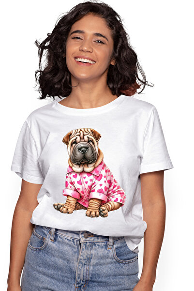 StoryGift Romania Tricou Femei cu un catelus Shar Pei imbracat cu o bluza, il...