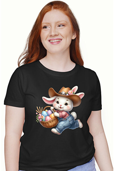 StoryGift Romania Tricou Femei cu un iepuras cu palarie de cowboy, ilustratie...