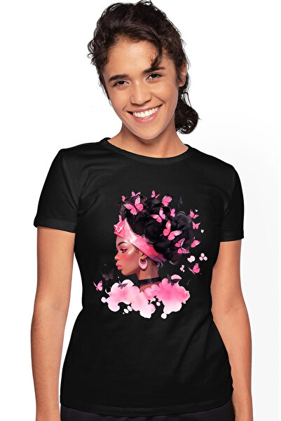 StoryGift Romania Tricou Femei cu o fata de culoare, draguta, ilustratie, abs...