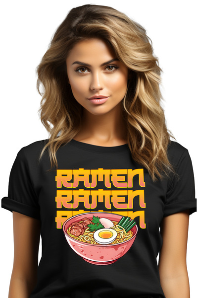 StoryGift Romania Tricou Femei cu mesajul "Ramen, ramen, ramen", ilustratie, ...