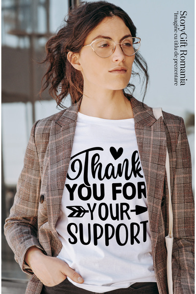 StoryGift Romania Tricou Femei cu mesaj de multumire pentru ajutorul primit - apreciere recunostin WHT_XL