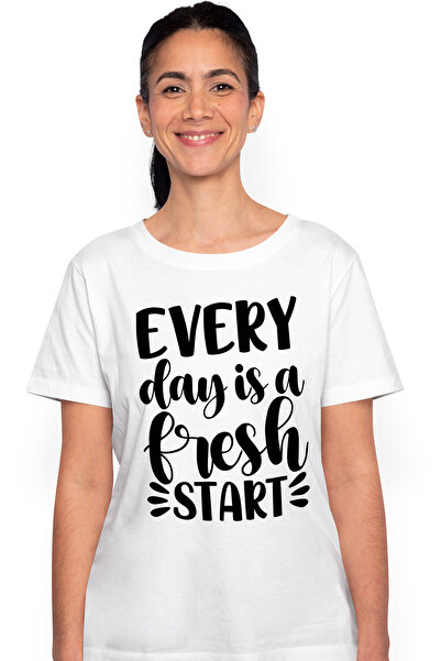 StoryGift Romania Tricou Femei cu text motivational "Every day is a fresh sta...