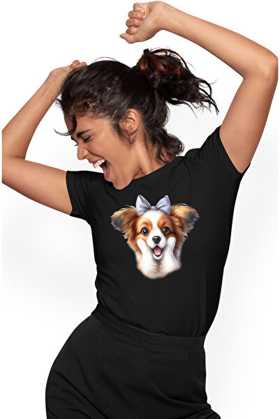 StoryGift Romania Tricou Femei cu o catelusa uimita, ilustratie, socata, fund...