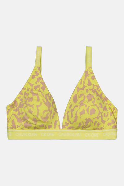 Calvin Klein Women Animal Print Lightly Padded Bra, Light Green Combo