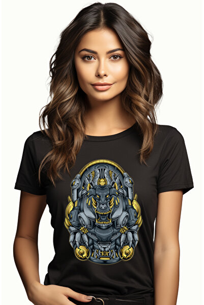 StoryGift Romania Tricou Femei Cu Dragon, Mecha, Sci Fi, Cyberpunk, Gheare, Robot, Multicolor cu BLK_M