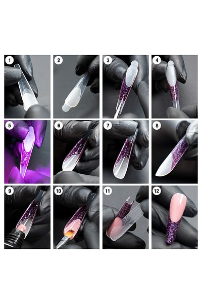 LUXORISE Vârfuri reutilizabile REVOMAX PRO TIPS Mix French - Forme complete, 96 de vârfuri și 48 de autocolante franceze