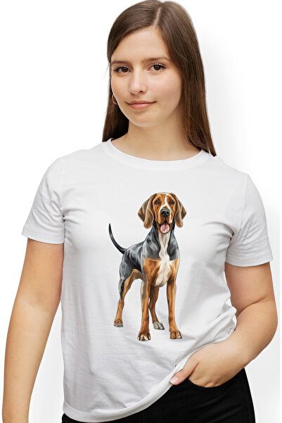 StoryGift Romania Tricou Femei cu un caine jucaus, ilustratie, negru, maro, l...