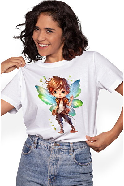 StoryGift Romania Tricou Femei cu un baietel cu aripi de fluture, ilustratie,...