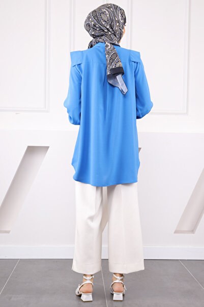 İmajButik Saks Blue Linda Tunic με μπροστινή λεπτομέρεια