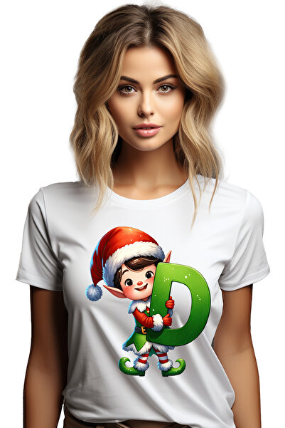 StoryGift Romania Tricou Femei cu un spiridus care tine litera "D", ilustratie, "angajatul" lui Mo WHT_XL