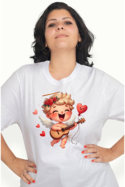 StoryGift Romania Tricou Femei cu un bebelus Cupidon care canta la chitara, i...