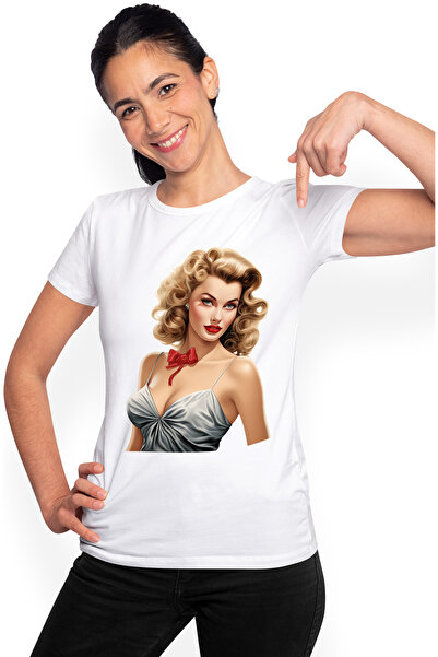 StoryGift Romania Tricou Femei cu o femeie blonda, ilustratie, stil retro, ve...