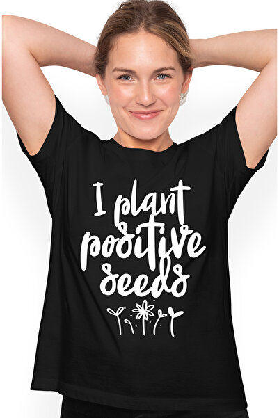 StoryGift Romania Tricou Femei cu floricele si mesajul "I plant positive seed...