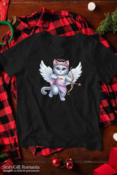 StoryGift Romania Women's T-shirt with 2 tigers, illustration, zipper, popcorn, hat, joy, cheerful BLK_XL