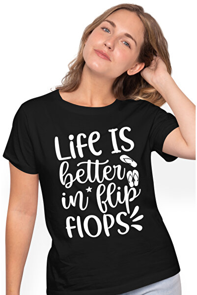 StoryGift Romania Tricou Femei cu mesajul "Life is better in blip flops" - vi...