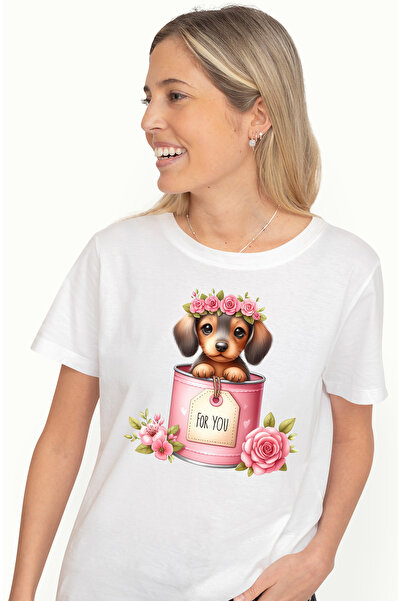 StoryGift Romania Tricou Femei cu o catelusa timida care iese dintr-o conserv...