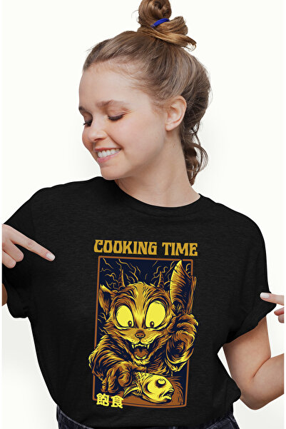 StoryGift Romania Tricou Femei Cu Portret Pisica Nebuna Cu Un Cutit Si Peste ...