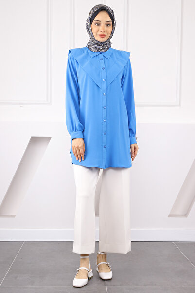 İmajButik Saks Blue Linda Tunic με μπροστινή λεπτομέρεια