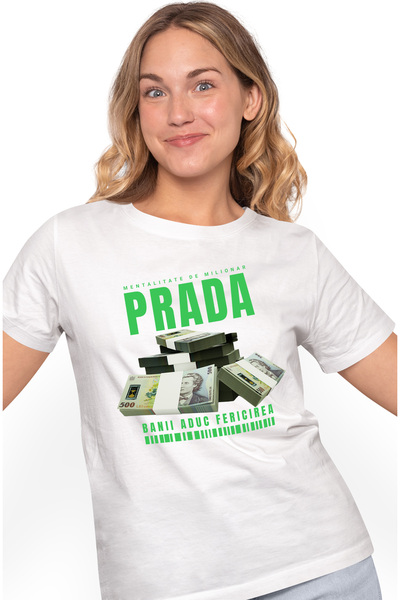 StoryGift Romania Tricou Femei - Banii Aduc Fericirea, Cu Imprimeu Pe Fata, 1...