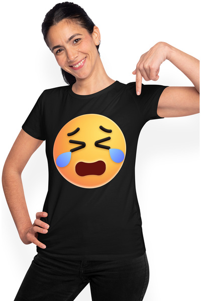StoryGift Romania Tricou Femei Cu Emoji, Emoticon, Plans, Lacrimi, Multicolor...