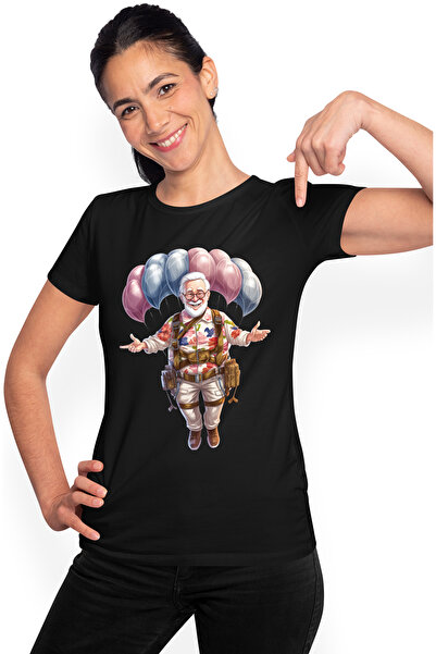 StoryGift Romania Tricou Femei cu un bunic, ilustratie, se da cu parasuta, se...