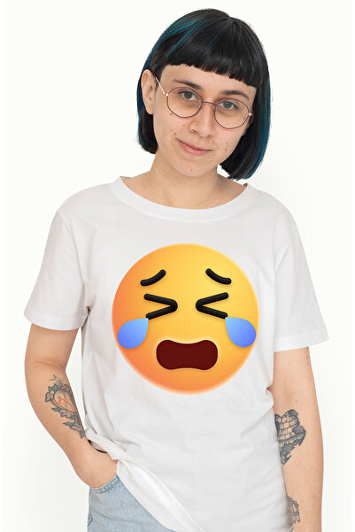 StoryGift Romania Tricou Femei Cu Emoji, Emoticon, Plans, Lacrimi, Multicolor...