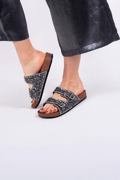 lovitto Two Buckle Colorful Stone Women's Slippers