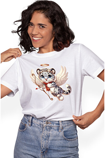 StoryGift Romania Tricou Femei cu un tigru alb Cupidon, ilustratie, trage cu ...