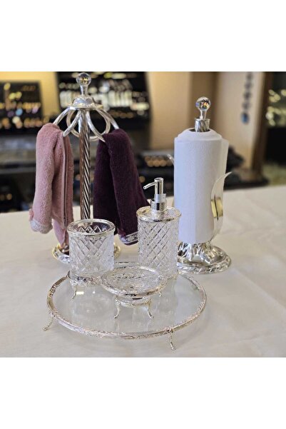 AlyaHomeAksesuar 6 Parça Banyo Seti Gümüş