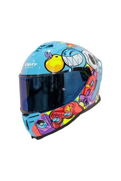 Sway KASK SW 867 GAMER Gloss BLUE Full Face