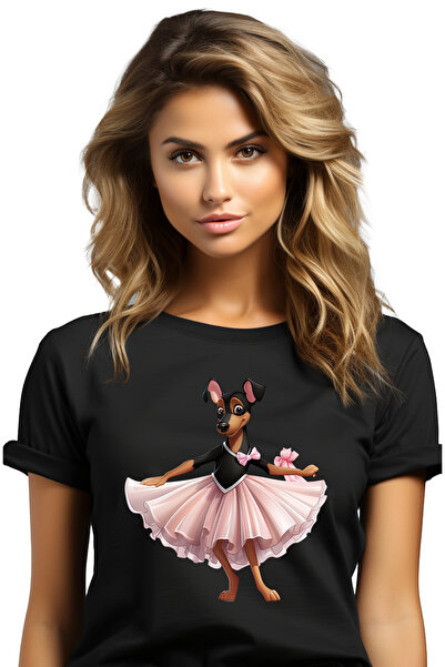 StoryGift Romania Tricou Femei cu Doberman in costum de balerina, caine, anim...