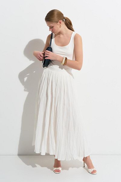 KADRİYE BAŞTÜRK Nora Pleated Skirt Ecru