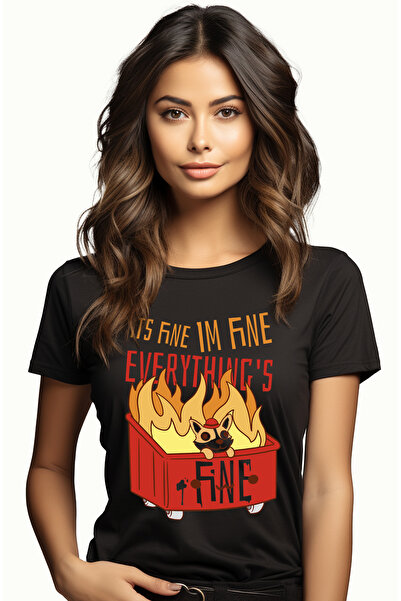 StoryGift Romania Tricou Femei Cu Caine Intr-o Lada In Flacari, Mesaj In Engl...