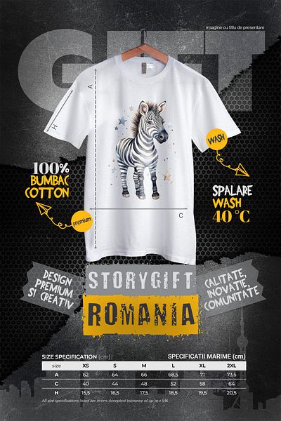 StoryGift Romania Women's T-shirt with a zebra, illustration, cheerful, stars, wild animal, night, p WHT_M