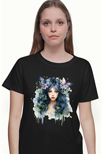 StoryGift Romania Tricou Femei cu o fata draguta in natura, ilustratie, abstr...