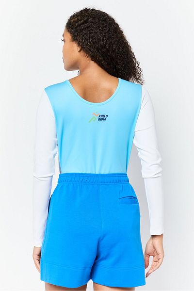 adidas Women Sportswear Fit Long Sleeve Khelo Gymnastic Leotard , Light Blue